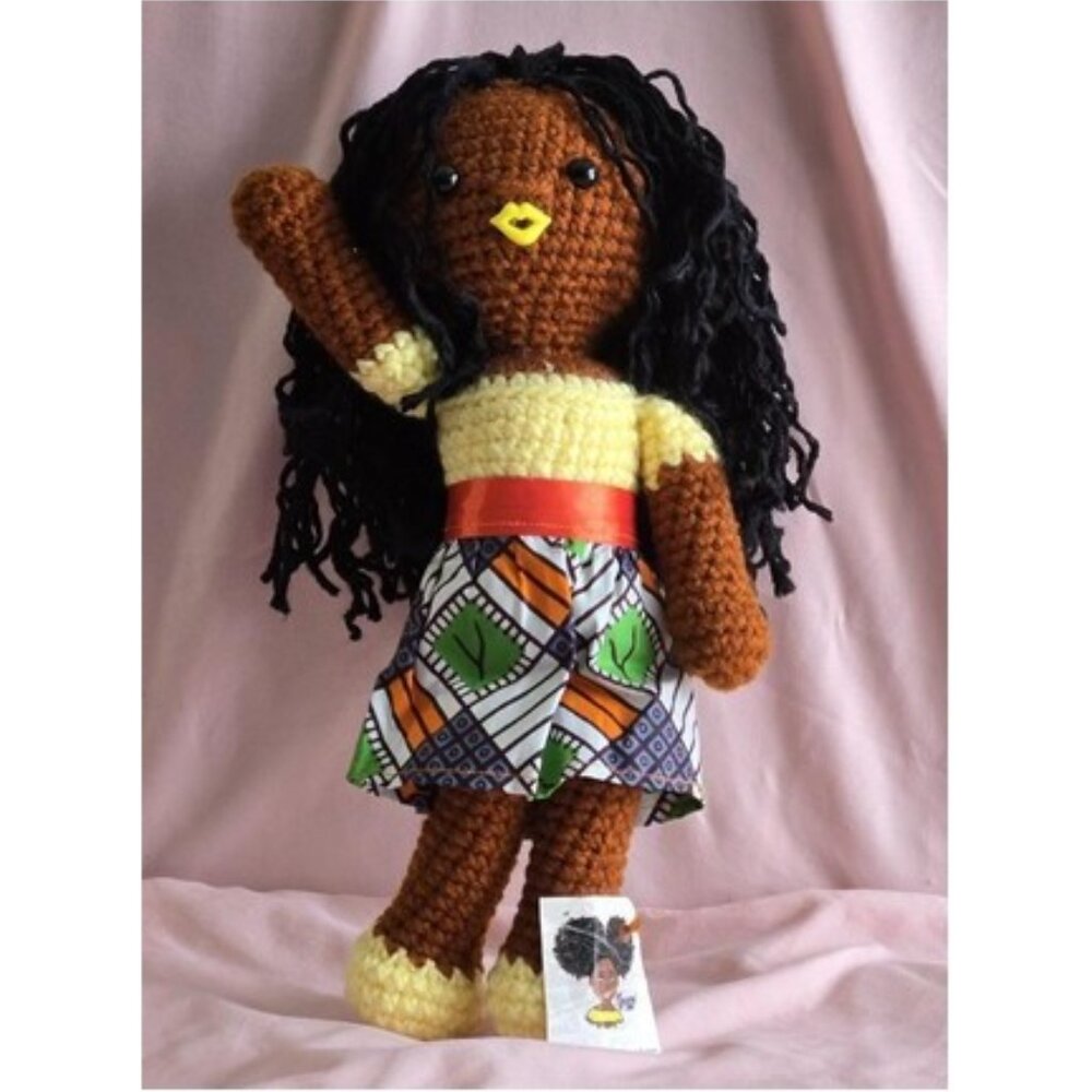 Anisa Wearing Kitenge Skirt from Designer Ms Kenya Hand-Made Doll Collection
